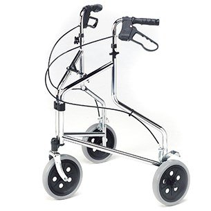 Roma Chrome Tri-Wheel Walker with Loop Brakes