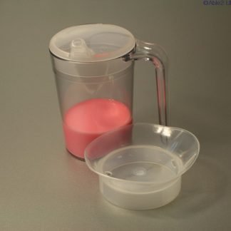 Clear Drinking Cup with handle & 2 lids 280ml