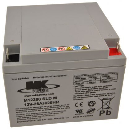 12V 26Ah MK Sealed Lead Acid (AGM) Mobility Scooter Battery